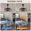 18.5" Black Caged Ceiling Fan with Light, Reversible Motor, 6