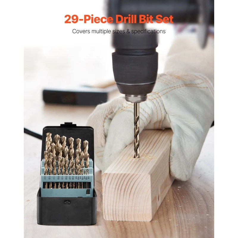 M35 High Speed Steel Drill Bit Set 29 Pcs TiCN