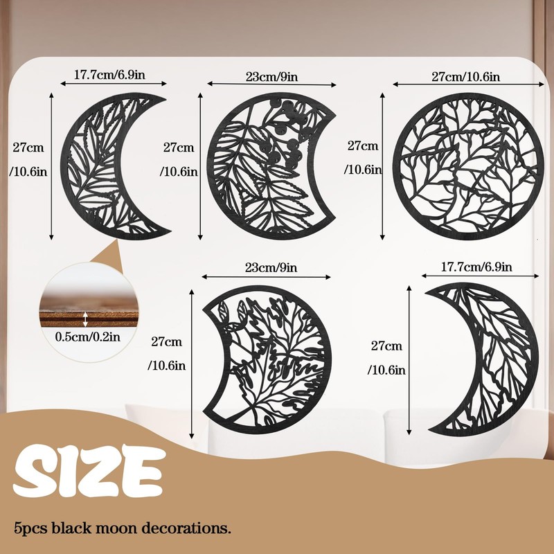 5PCS Moon Phase Wall Decor, Phases of the Moon Wall