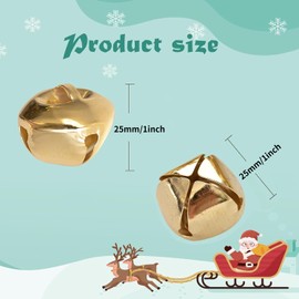 Jingle Bells, 40 Pcs 25mm Metal Craft Bells for DIY Festival Home Christmas Decor (Gold)