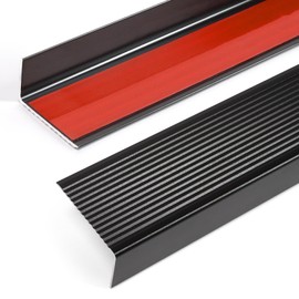 Jiekayi 36" Metal Stair Nosing, 2-Pack Self Adhesive Aluminum Stair Edge Protector, Non Slip Stair Treads, for Indoor Outdoor Staircases (36 x 1.6 x 0.8in, Black)