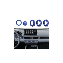 HDUFC for Honda 2026 Passport Interior Accessories, Aluminum Alloy one-Button Start Cover/Ring, air Conditioning knob, 5-Piece Set (Blue)