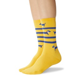 Hot Sox Women's White Label Dachshund Socks, Mustard, 4-10