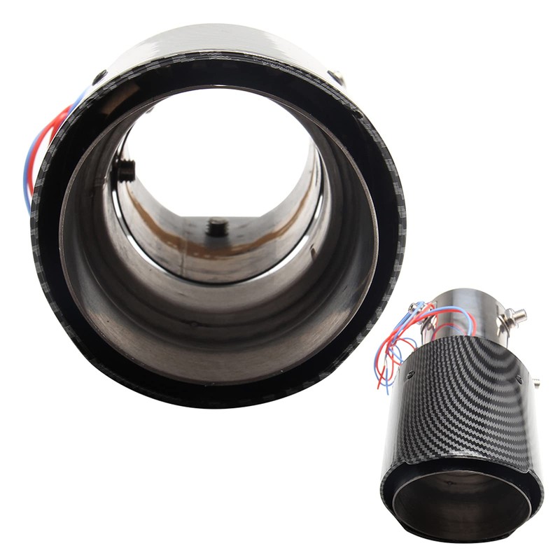 VEHSUN Muffler Cutter, LED Light Car, Downward Facing, Carbon Style,