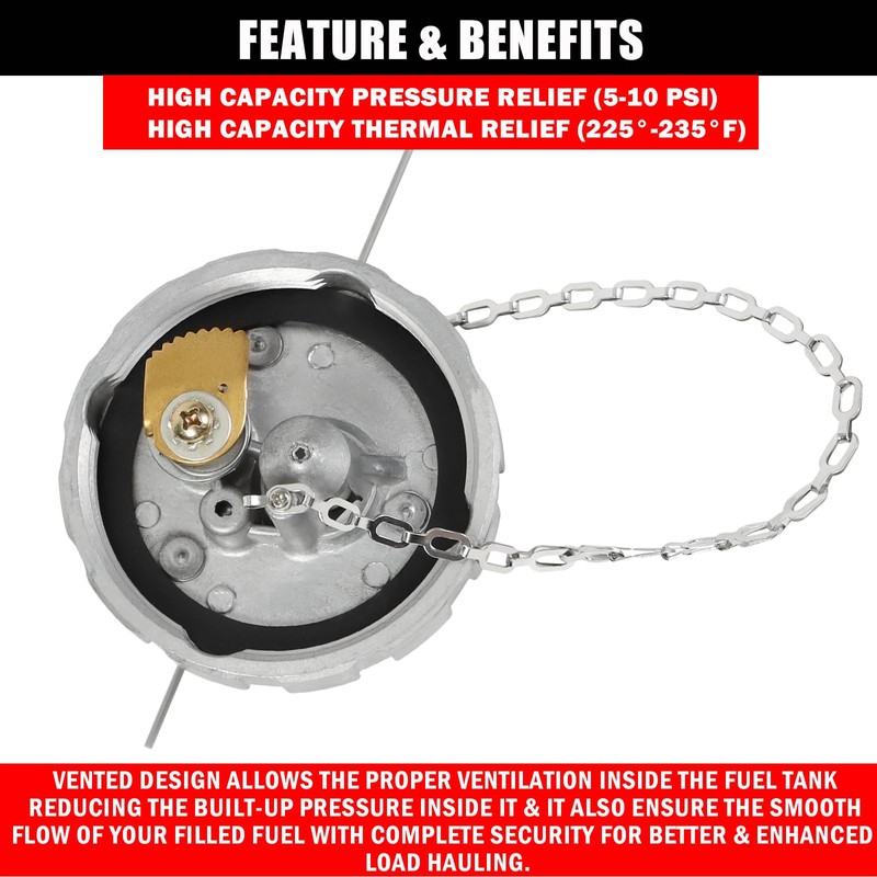Vitonsbay Locking Fuel Cap,3" Nominal，Vented,Aluminum Fuel Cap Fit for Kenworth