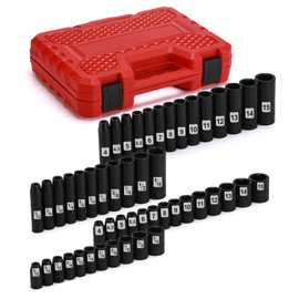 AIRTOON 1/4" Drive Impact Socket Set, 50-Piece, SAE (5/32 to 9/16 inch) and Metric (4-15mm) Size, Deep/Shallow, 6 Point, CR-V, Master Impact Socket for Household, Automotive Repair