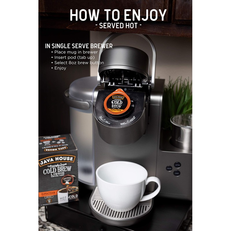 Java House Cold Brew Coffee Concentrate Single Serve Liquid Pods,