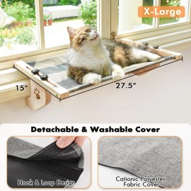 Amosijoy Cat Sill Window Perch Sturdy Cat Hammock Window Seat with Wood & Metal Frame