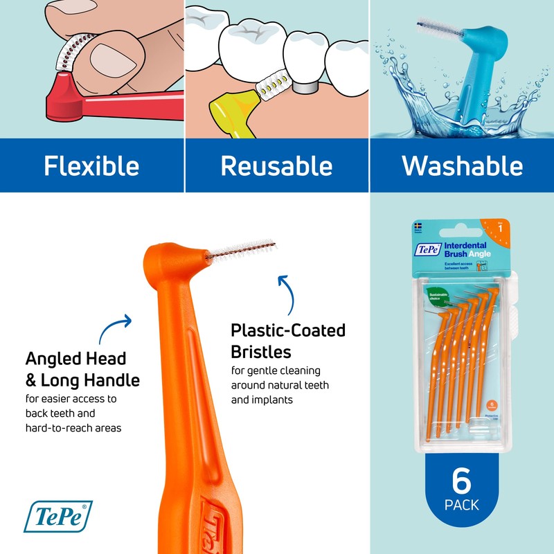 TePe Interdental Brush Angle - Orange 0.45mm by TePe Oral