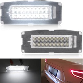 Xenon White LED License Plate Lights for 2014 2015 2016 2017 2018 2019 2020 Maserati-Ghibli S S-Q4 M157 LED Rear License Plate Tag Lamps Assembly OEM# 673001401