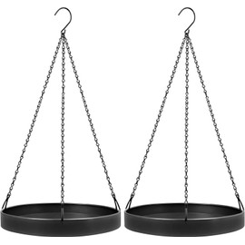 PIKAMAO Plant Hanger Indoor Outdoor, Hanging Planter Baskets for Outdoor Indoor Plants, Hanging Plant Holder, Hanging Tray for Plants, Metal Window Plant Hanger, Black Hanging Plant Shelf, 2 Pack