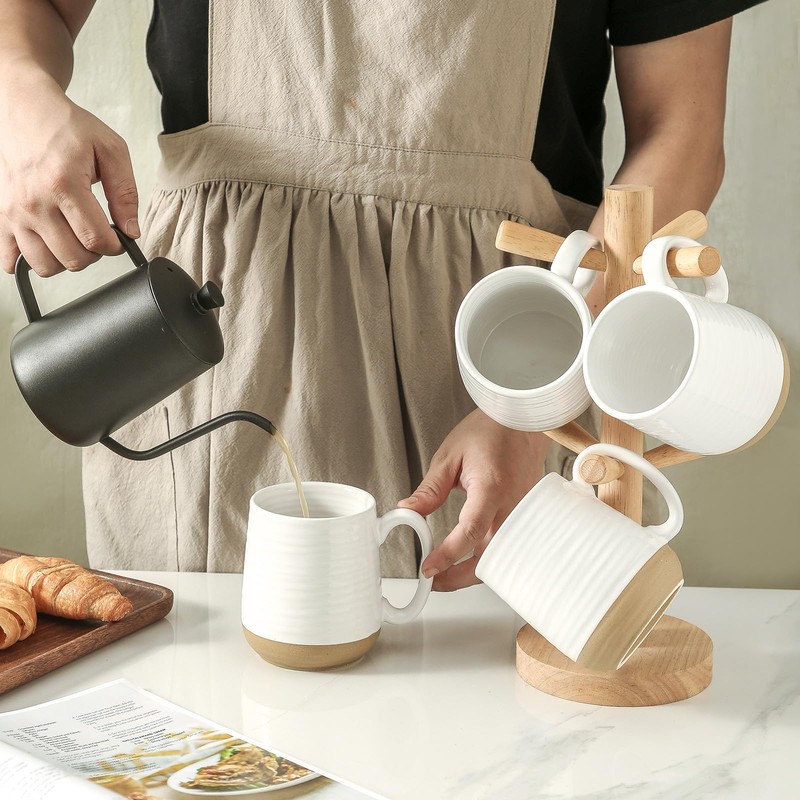 Large Ceramic Coffee Mugs Set - 15 OZ Porcelain Coffee