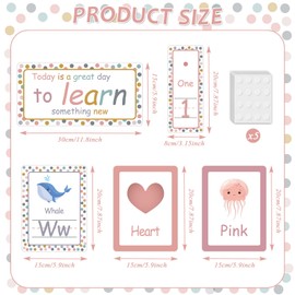 57PCS Boho Alphabet Number Bulletin Board Classroom Wall Letters Colors Shapes Poster ABC Number Lines Educational Learning Cards for Teacher Preschool Kindergarten Decor