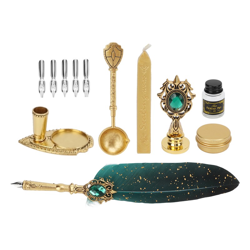 Feather Pen Retro British Style Sprinkled Gold Feather Business Fire