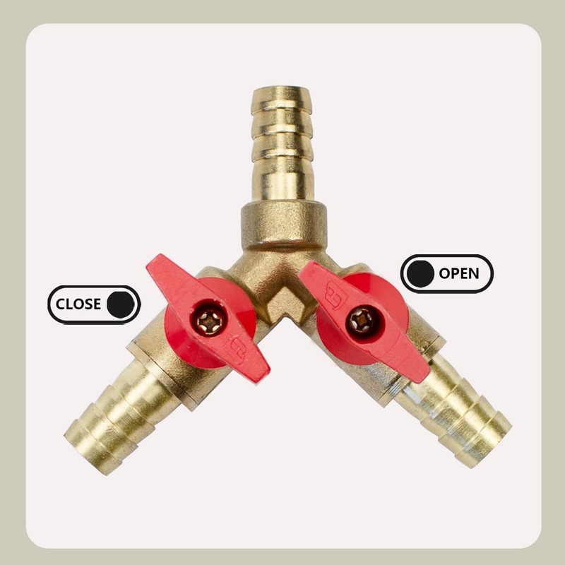 Bwintech 2 Pcs 10mm 3 Way Brass Hose Barb Ball