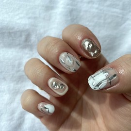 Unique silver nail tip - long point / 유니크 실버 네일팁 - 롱포인트