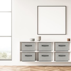 Dayard Fabric Bins [3-Pack], Foldable Cube Baskets Storage Boxes for Shelves, Closet, Bookshelf, Nursery Organizer Containers, 11 x 11 x 8 inch Grey