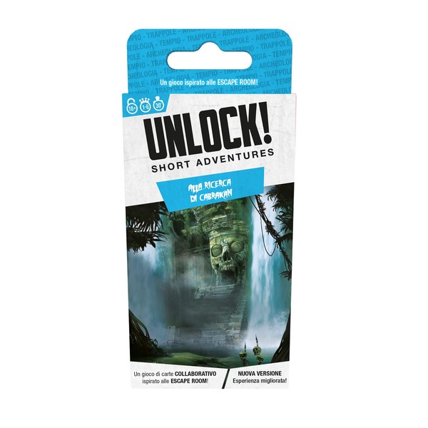 Asmodee - Unlock! Short Adventures, Looking for Cabrakan - Board Game with App, Escape Room, 1-6 Players, Ages 10+, Italian Edition