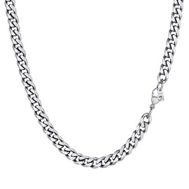 Prosteel Curb Chain Necklace Men's Classic 3/6/9/12 mm Wide Cuban Link Chain Men's Hip-Hop Chain Necklace for Men Boys Stainless Steel 18 Carat Gold-Plated 36/46/51/55/61/66/71/76 cm, Stainless Steel