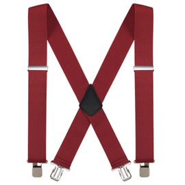 BoiLafiYon Suspenders for Men with Heavy Duty Clip, 2" Wide Men's Suspenders for Work X-Back Suspenders Ideal for Seniors Fathers Husbands (Red)