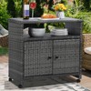 STRPRETTY BASIC Outdoor Wicker Storage Cabinet - Patio Bar Table