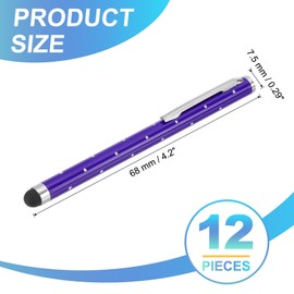 PATIKIL Stylus Pens for Touch Screens, 12 Pcs High Precision Universal Bling Stylus Crystal Metal Capacitive Pen for Touch Screen Devices Phone Tablets Laptop, Purple
