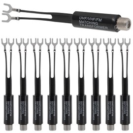 12Pcs 75 Ohm to 300 Ohm Adapter UHF/VHF/FM Balun Transformer Matching Converter Coaxial Adapter Connector for TV Antenna, Radio, Coax Cable with F Female Jack