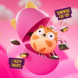 Bonkers Surprise Catnip Flavor Cat Treats, 60g Egg Case with Blind Box Cat Toy (1 of 8 Collectible Toys)