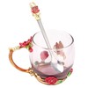Glass Cup Innovative Flower Tea Cup with Spoon Drink Mug