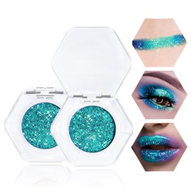 Prreal Chameleon Eyeshadow Glitter,Glitter Shimmer Eyeshadow, Multichrome Glitter Highlighter Eyeshadow,Highly Pigmented Metallic Eyeshadow Palette,Long-lasting Eyeshadow Makeup Gift (12 Green)