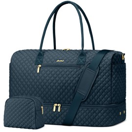 Travel Weekender Bags for Women - Duffle Bag Women with Shoe Compartment Carry On Overnight Bag with Toiletry Bag Duffel Bags with Wet Pocket for Gym Hospital Bags for Labor and Delivery Peacock Blue