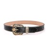 Western Belt Genuine Leather Gold Bull Longhorn Black 1 Crocodile