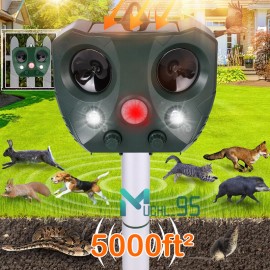 Outdoor Solar Ultrasonic Power Pest Animal Repeller Repellent Garden Cat Dog Fox