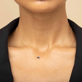 JSJOY Trendy Birthstone Necklace for Women Small September Birthday Gifts for Teen Girls Tiny Sapphire Necklace for Mother Wife Dainty Birth Stone Jewelry Graduation Gifts 2024