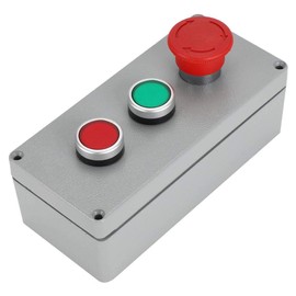 3 Button Red Green Sign Emergency Stop Push Button Switch IP66 Aluminum Momentary Switch 1NC 1NO Latching Push Button Switch Station Box(175 * 80 * 55)
