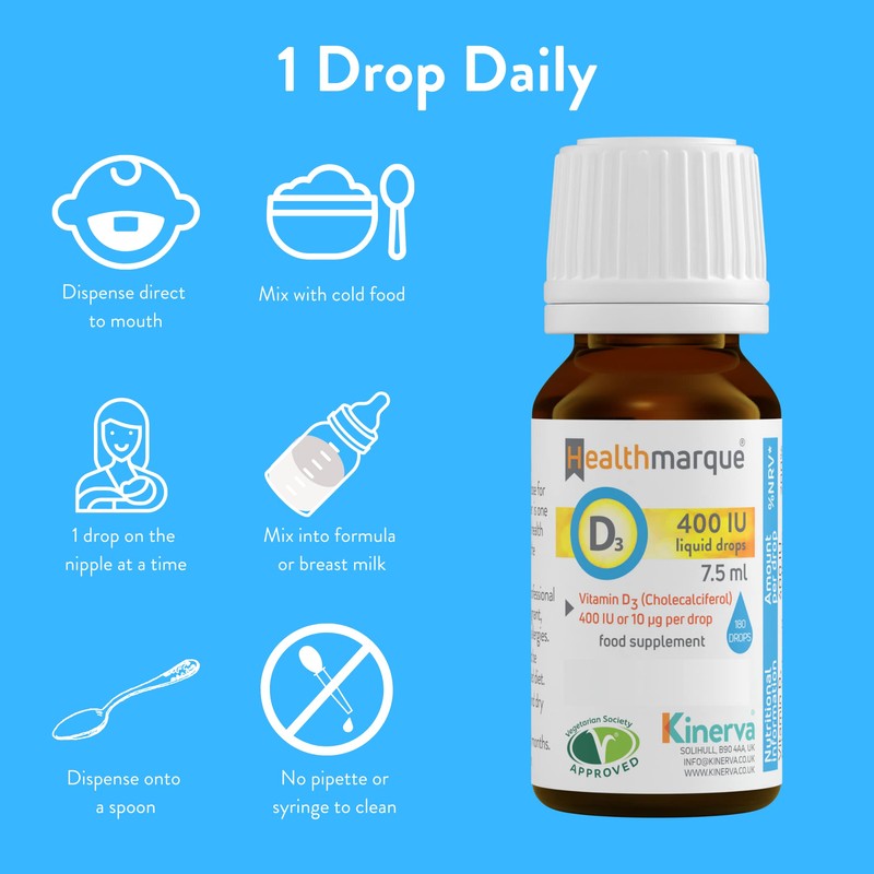 Healthmarque Vitamin D3 Liquid Drops 400 IU - Pure Vitamin
