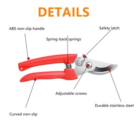 Garden Scissors for Plant Set of 2, Bypass Pruner & Straight Blade Scissors, Sharp Garden Shears for Cutting Flowers, Trimming Plants, Bonsai, Fruits Picking (Garden Scissors Set)