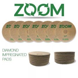 ZOOM DIAMOND IMPREGNATED PADS 17" Floor Polishing Pads Multi Surface and Grit - 8000 grit
