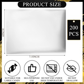 Tanlade 200 Pcs Chocolate Candy Wrappers Aluminum Foil Candy Bar Wrappers with Thick Paper Backing Foil Sheets for Food DIY Candies Wrapping Packing Gifts, 7.5 x 6 Inch (Silver)