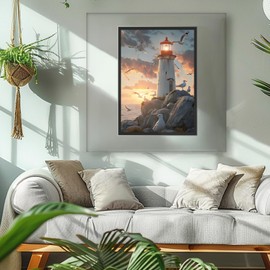 MAXBYE Seagulls Diamond Painting Kits for Adults, Lighthouse Diamond Painting 5D Full Drill Diamond Dots, DIY Diamond Art Kits Gem Arts Crafts for Home Wall Decor 12x16inch