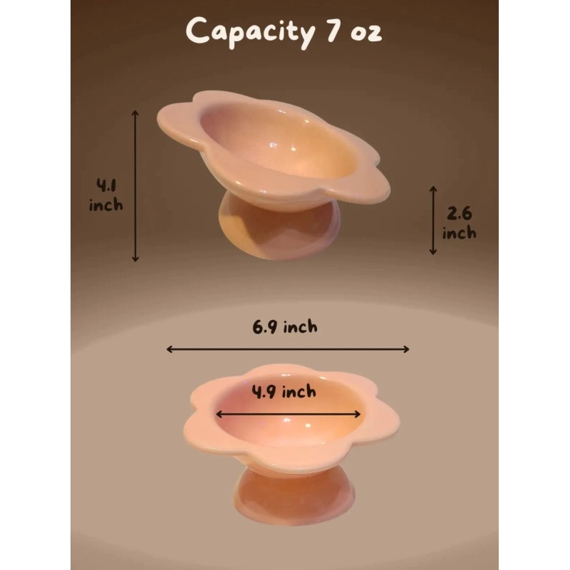 Eccolo Cat Bowl Ceramic Raised Tilted Elevated Cat Food Dish