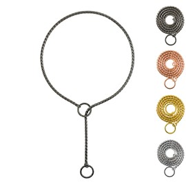 Ximipet Heavy Duty Dog Choke Collar Slip Dog P Chain Snake Collar Plating Anti-Rust Dog Training Collars for Small Large Dogs Black/Gold/Silver/Rose Gold 15.5in-29.5in (21.5in, Black)