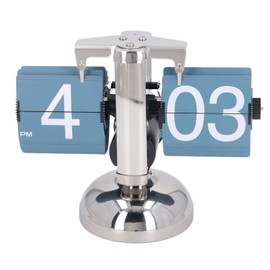 Page Turning Clock Single Leg European Vintage Simple Automatic Flip Mechanical Clock for Living Room Blue
