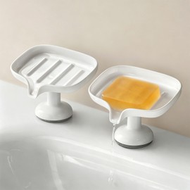 1 jabonera autodrenante con ventosa, soporte para jabón para ducha, baño, soporte de esponja para fregadero de cocina, extraíble sin daños, bandeja de
