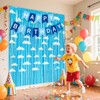 Bluey Birthday Decorations Sky Blue Clouds Foil Curtain Backdrop Party