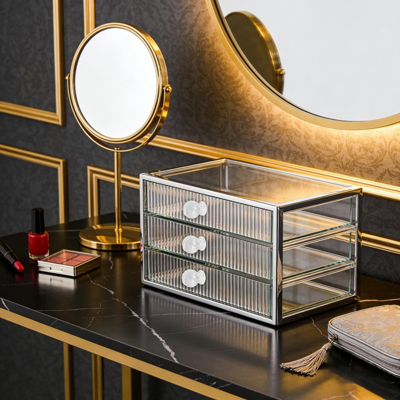 Savagrow 20pcs Self Stick Makeup Case Knobs Acrylic Clear Ball-Diamond