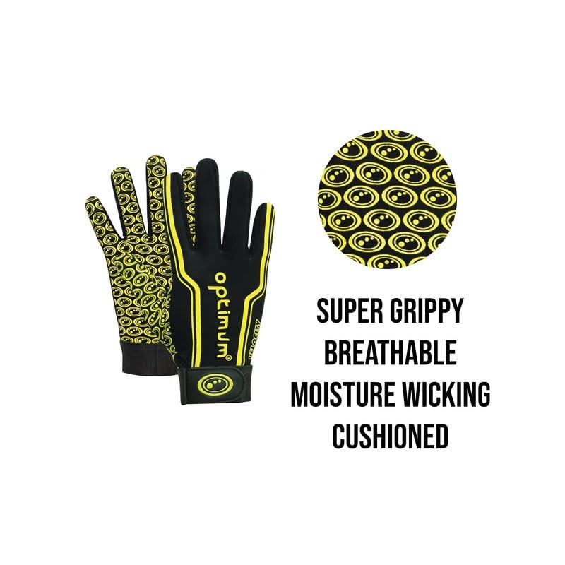 Optimum Junior Velocity Rugby Gloves, Black/Yellow, 3X-Small (Mini)