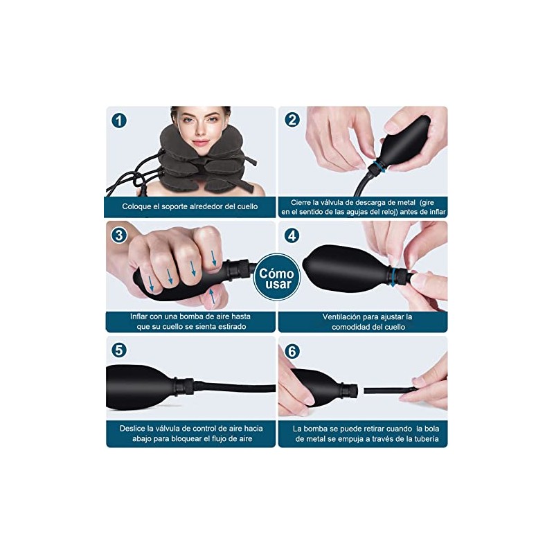 Dispositivo de Tracción Cervical,Collarín Inflable Ajustable Relajar Cuello