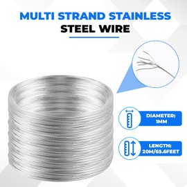 Romeda Picture Wire, 65.6 Feet Picture Hanging Wire, Hanging Wire for Picture Frame, Billboards, Artwork, Mirror, Warning Signs, Flowerpots, Lamps