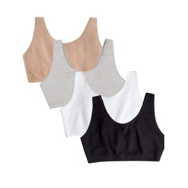 Fruit of the Loom Women's Built Up Tank Style Sports Bra Value Pack, Black/Heather Grey/Sand/White